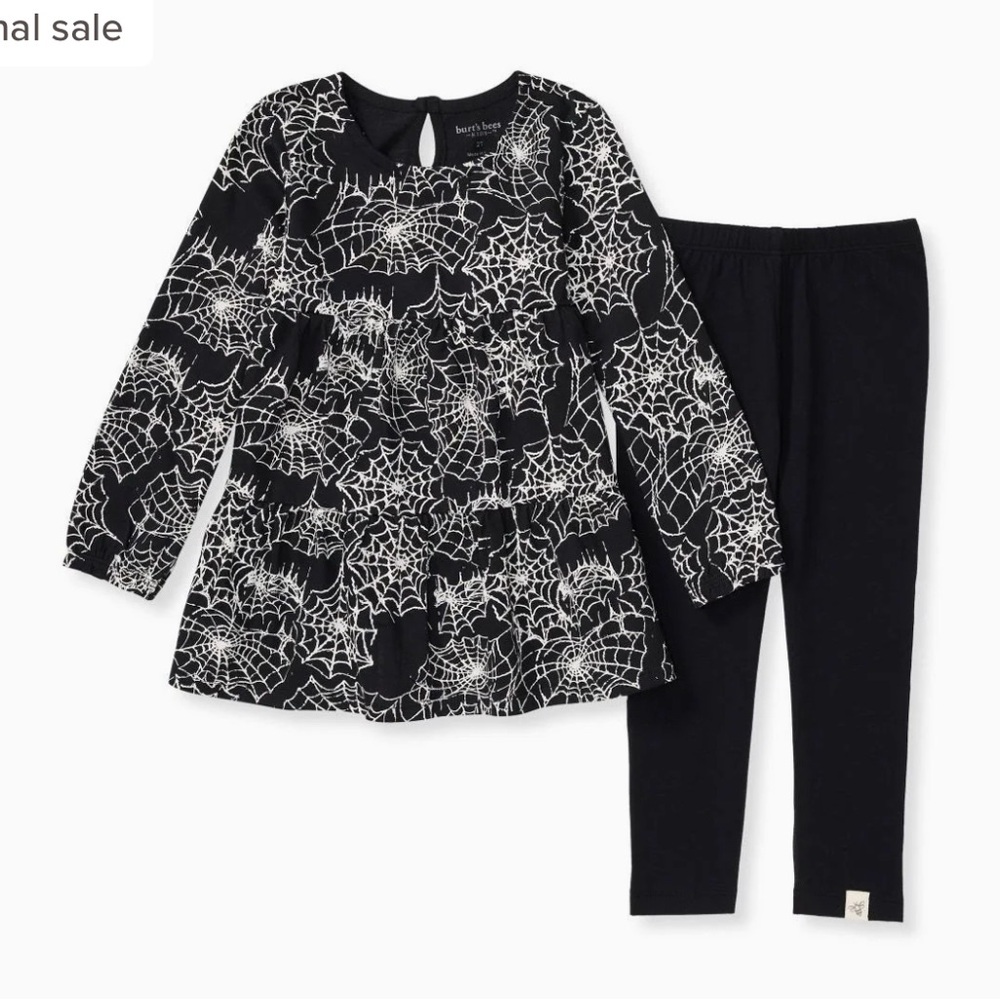 Burt’s Bees Baby - Spiderwebs Organic Girl Shirt and Pants Set (3-6 months)